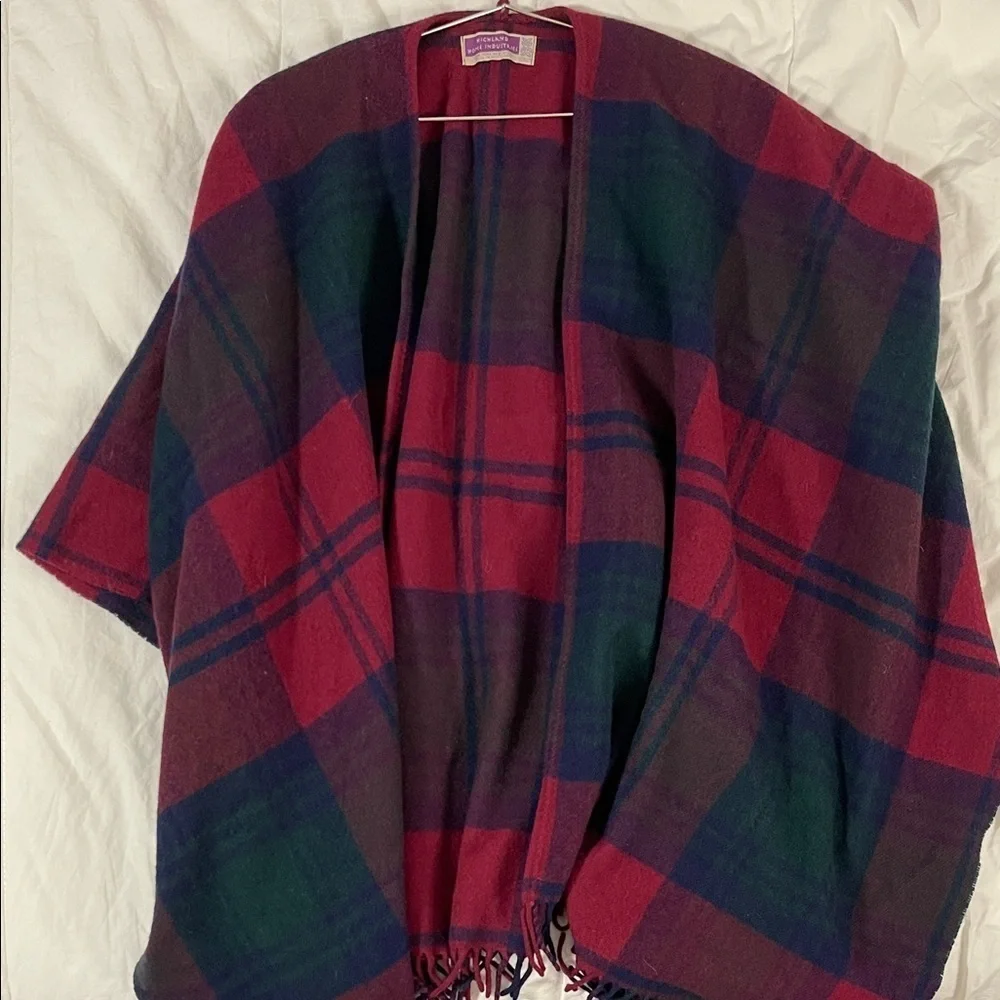 Highland Home Industries Red and Blue Wool Wrap